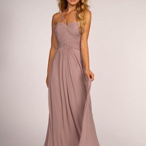Chiffon Ruched-Bodice Long Dress GSGL2607